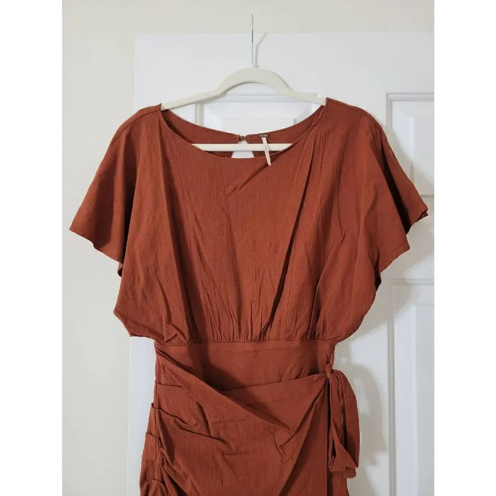 Free People Rough Rider Mini Dress S, NWOT Brown